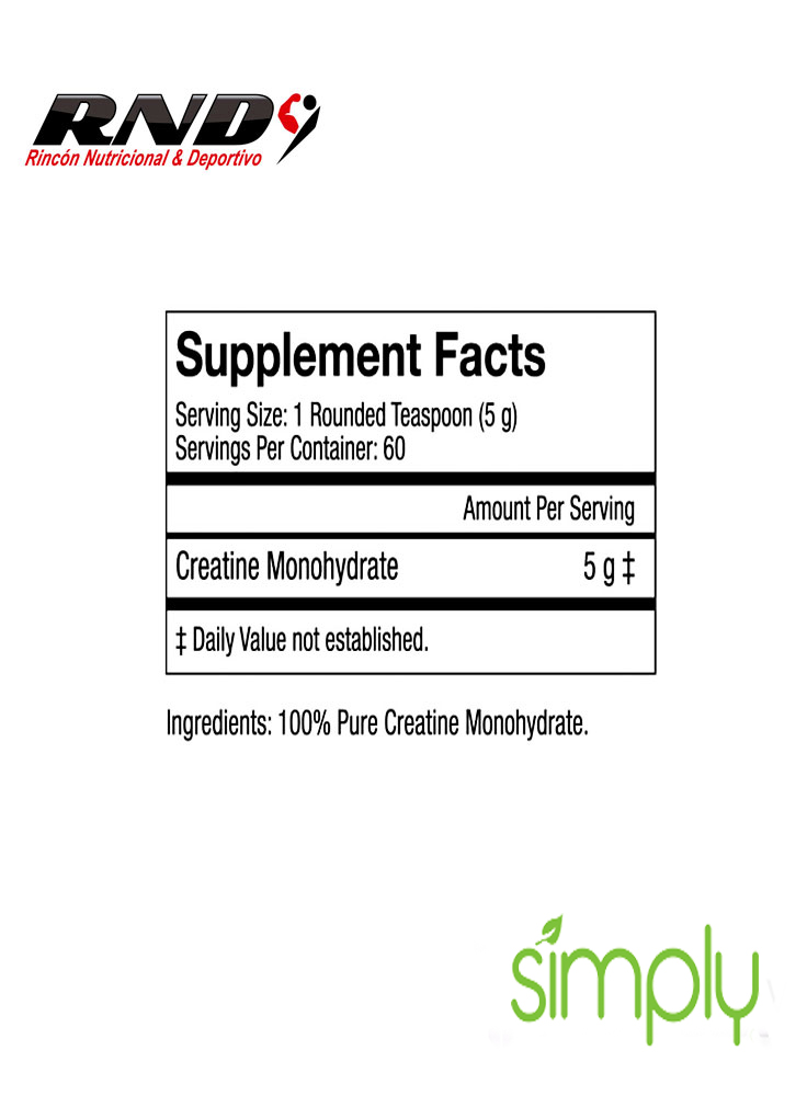 100% CREATINE MONOHYDRATE (60 SERV) SIMPLY